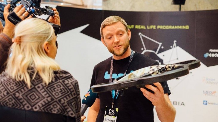 Ville Ingman with Parrot drone